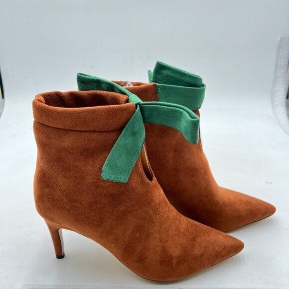 XYD Classical Pointed Toe Ankle Booties Low Kitten Heels Graceful Boots Brown - Picture 4 of 8